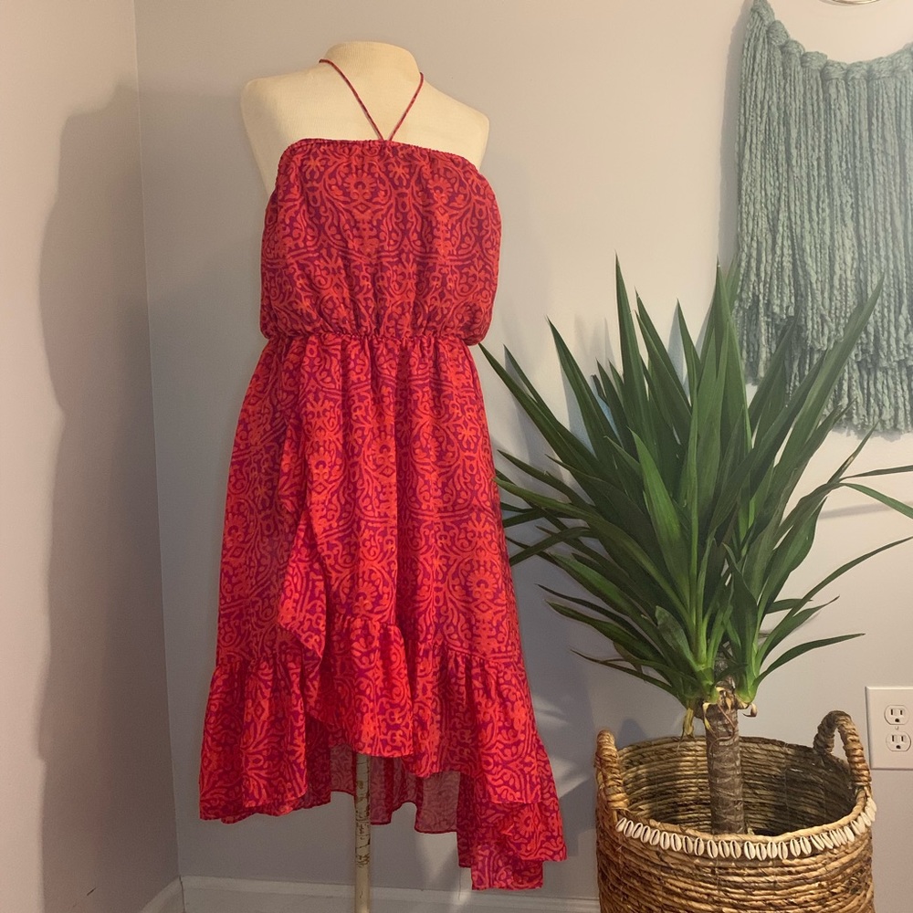 Free People Asymmetrical Flowy Halter Sun Dress